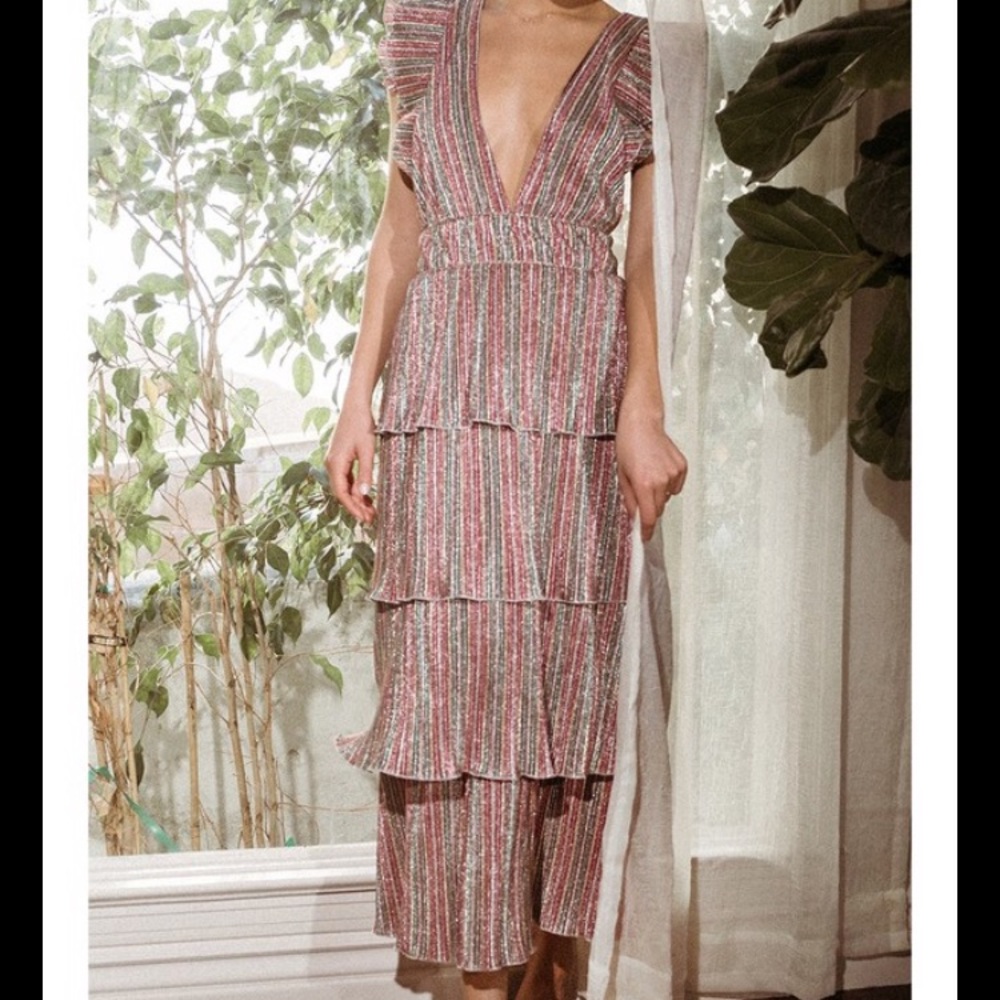 Saylor Metallic Rainbow Maxi Dress